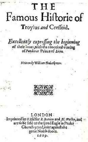 Troilus and Cressida: Title Page of Revised 1609 Quarto Edition