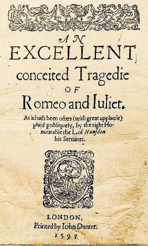 Romeo and Juliet: Title Page of the Quarto Edition, 1597