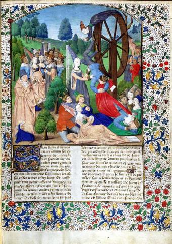 Fortune's Wheel illustrating Boccaccio's De Casibus Virorum Illustrium (On the Fall of Great Men)