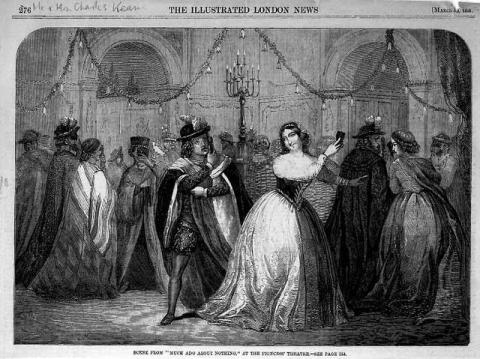 Much Ado About Nothing (II.i, the masked ball scene), Charles Kean as Benedick, Mrs. Kean as Beatrice, Princess' theatre, 1859