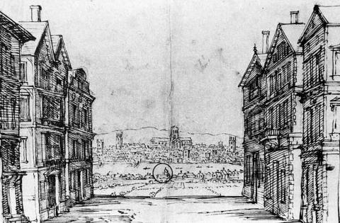 A Typical Setting for a Court Masque: London with Old St. Paul's Cathedral