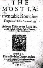 Shakespeare: Titus Andronicus, Q1 (1594).